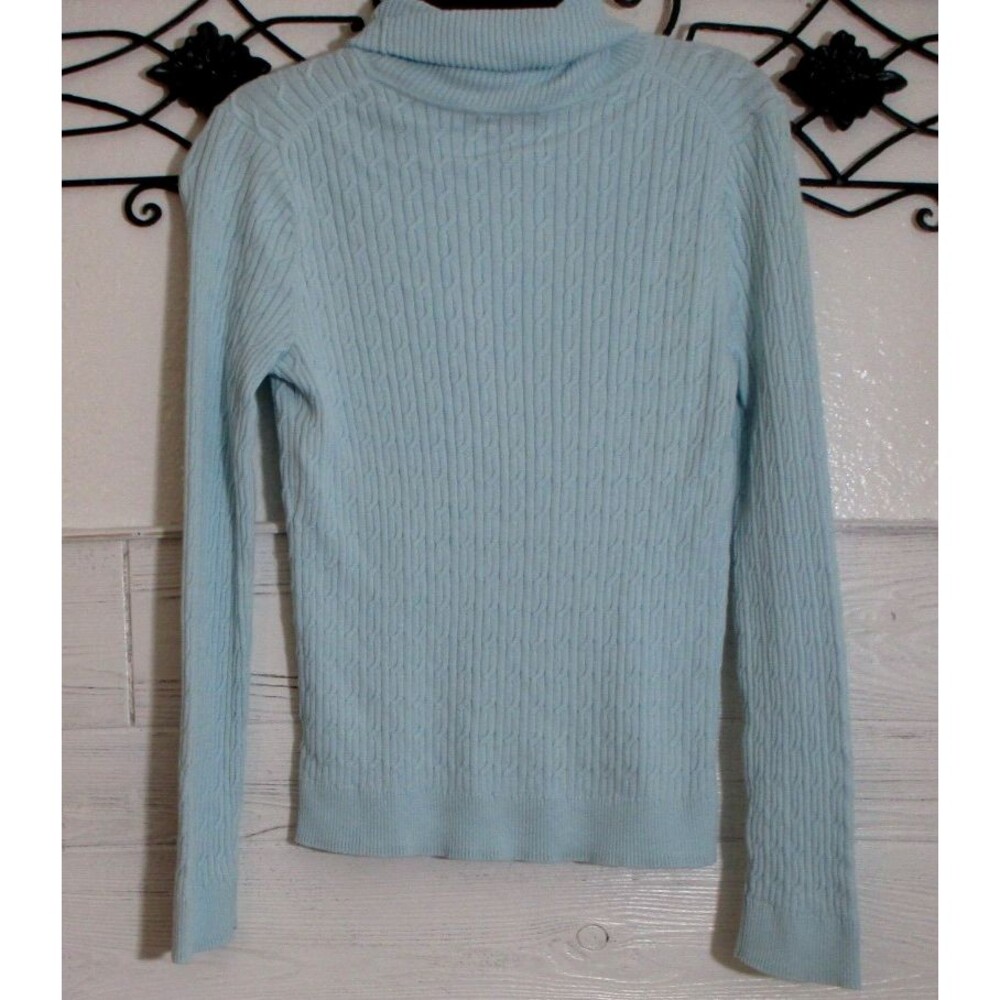 Talbots Women's Top Size M Long Sleeve Blue Pima Cotton